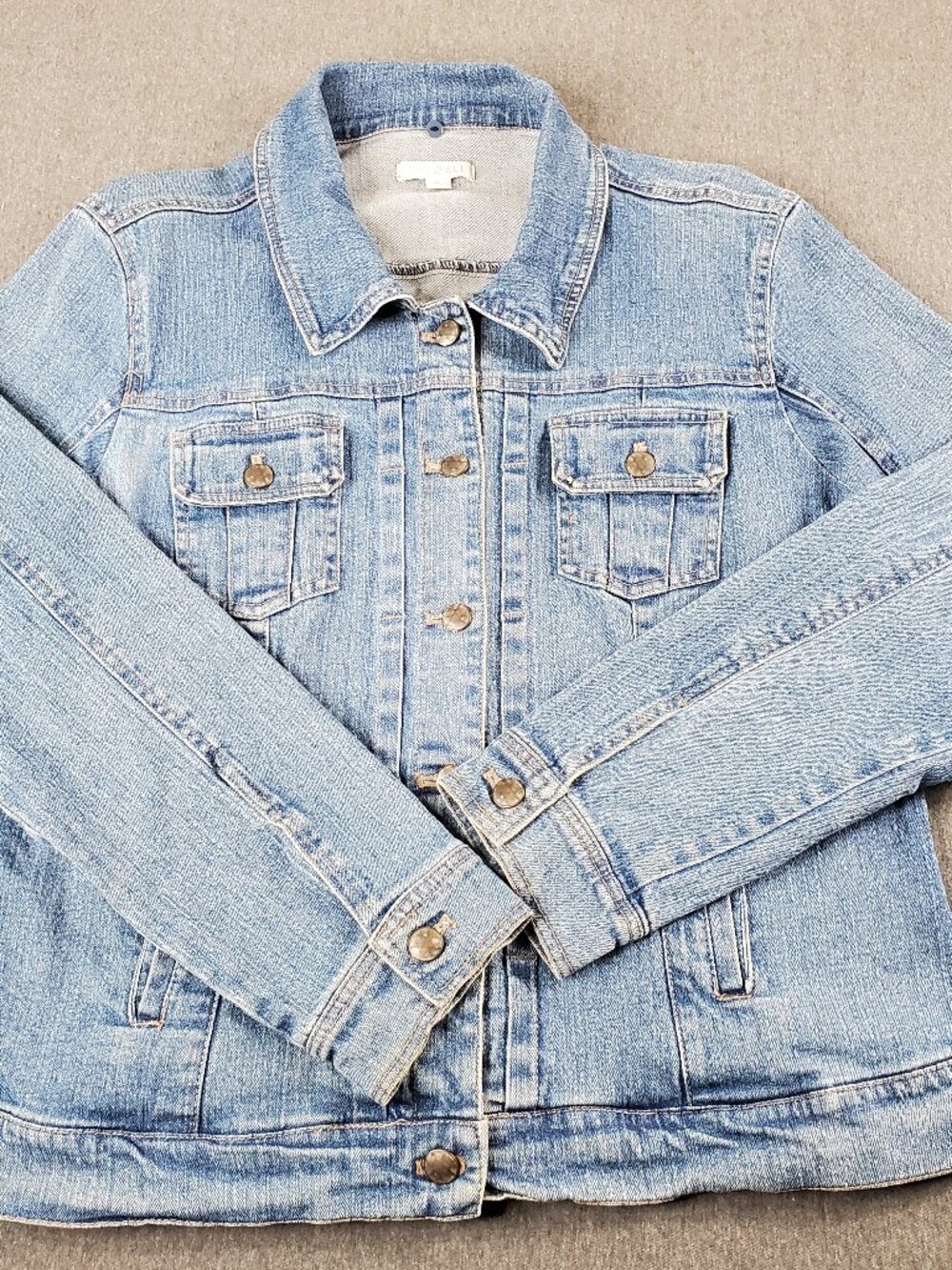 Roz & Ali Women's Blue Denim Jacket Size XL Long Sleeve with Pockets